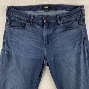 Paige Jeans Mens 38x34 Blue Federal Slim Straight Stretch Dark Wash Denim